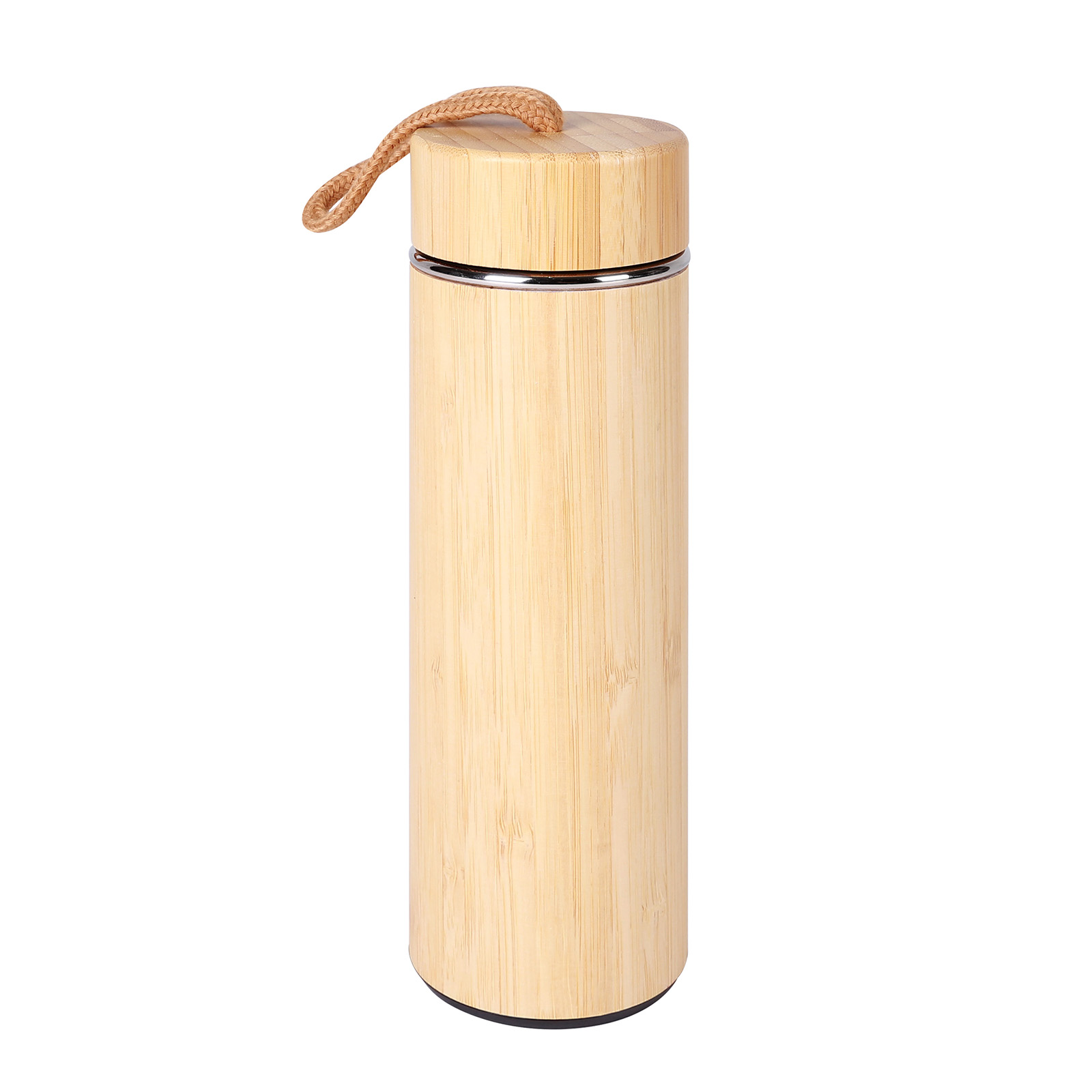 Bamboo Vacuum Cup with Handle & Removeable Strainer