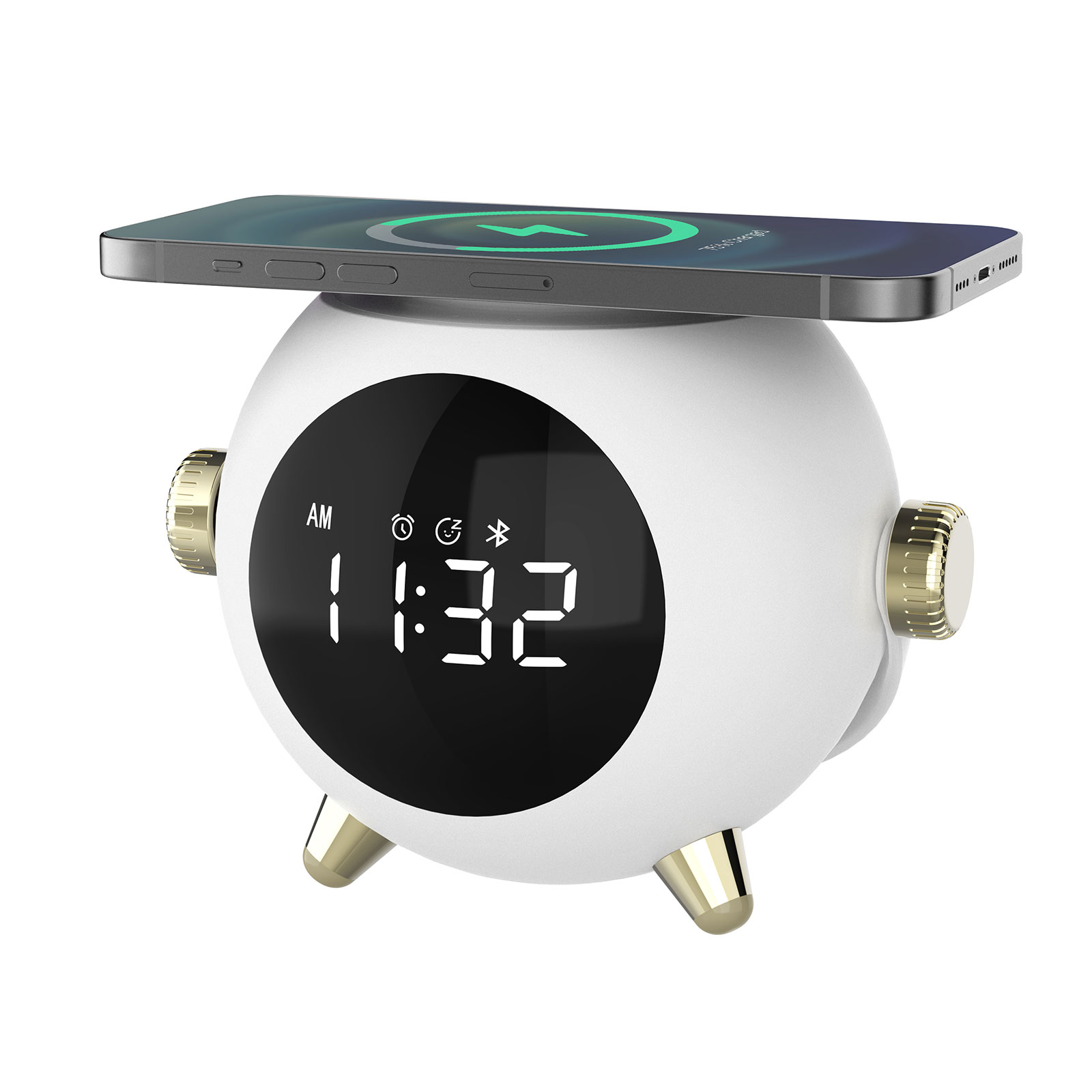 Wireless Charger Bluetooth Speaker & Digital Display Alarm Clock