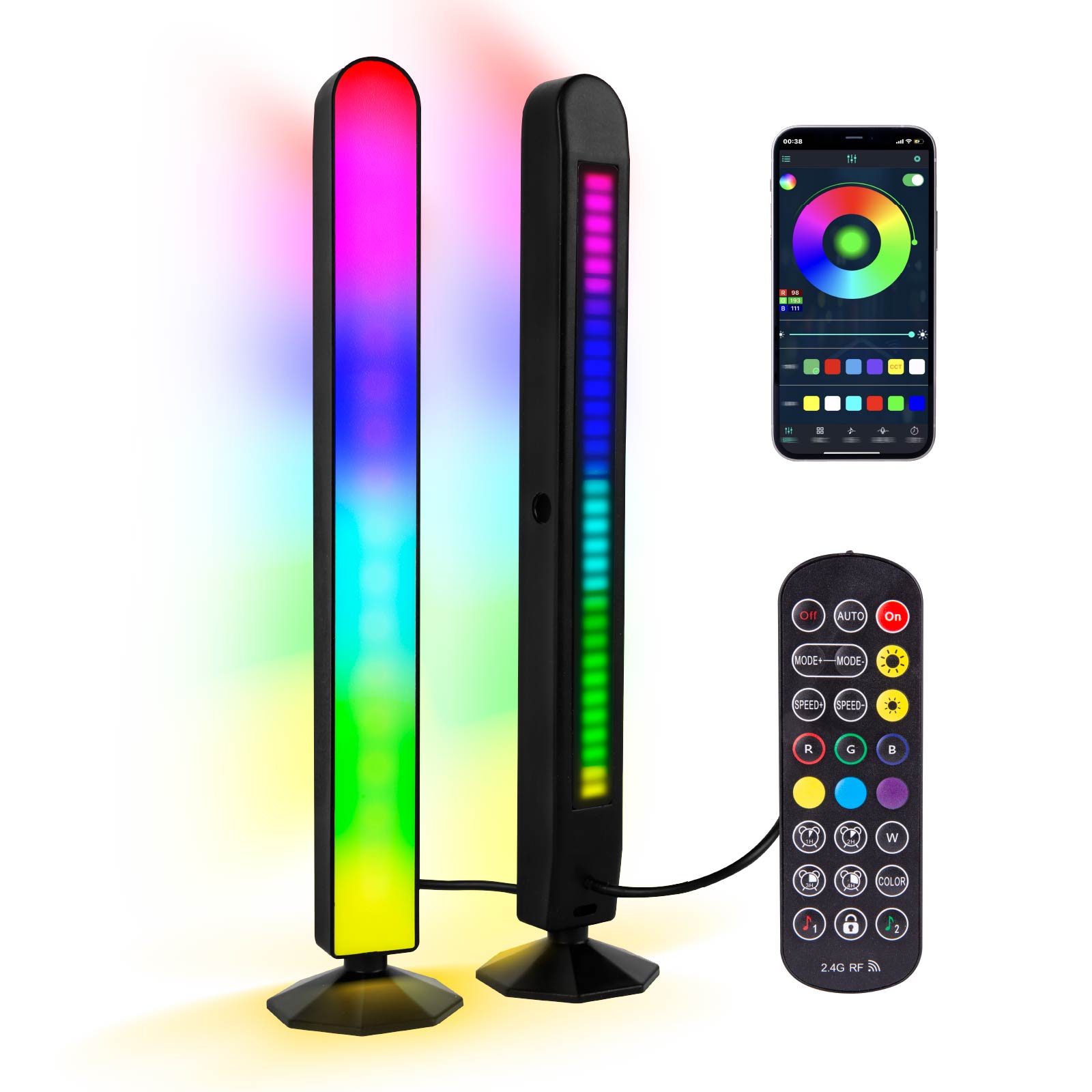 2 Packs Multicolor LED Light Bar