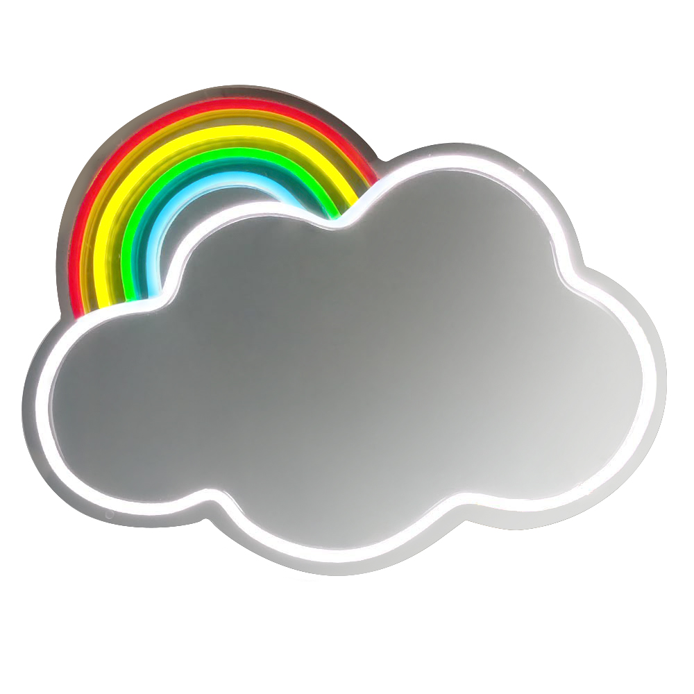 Rainbow Neon Mirror for Wall Decor USB Powered
