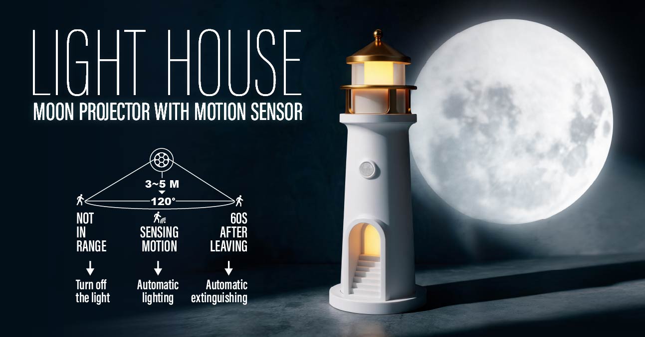 Light House Moon Projector with Motion Sensor