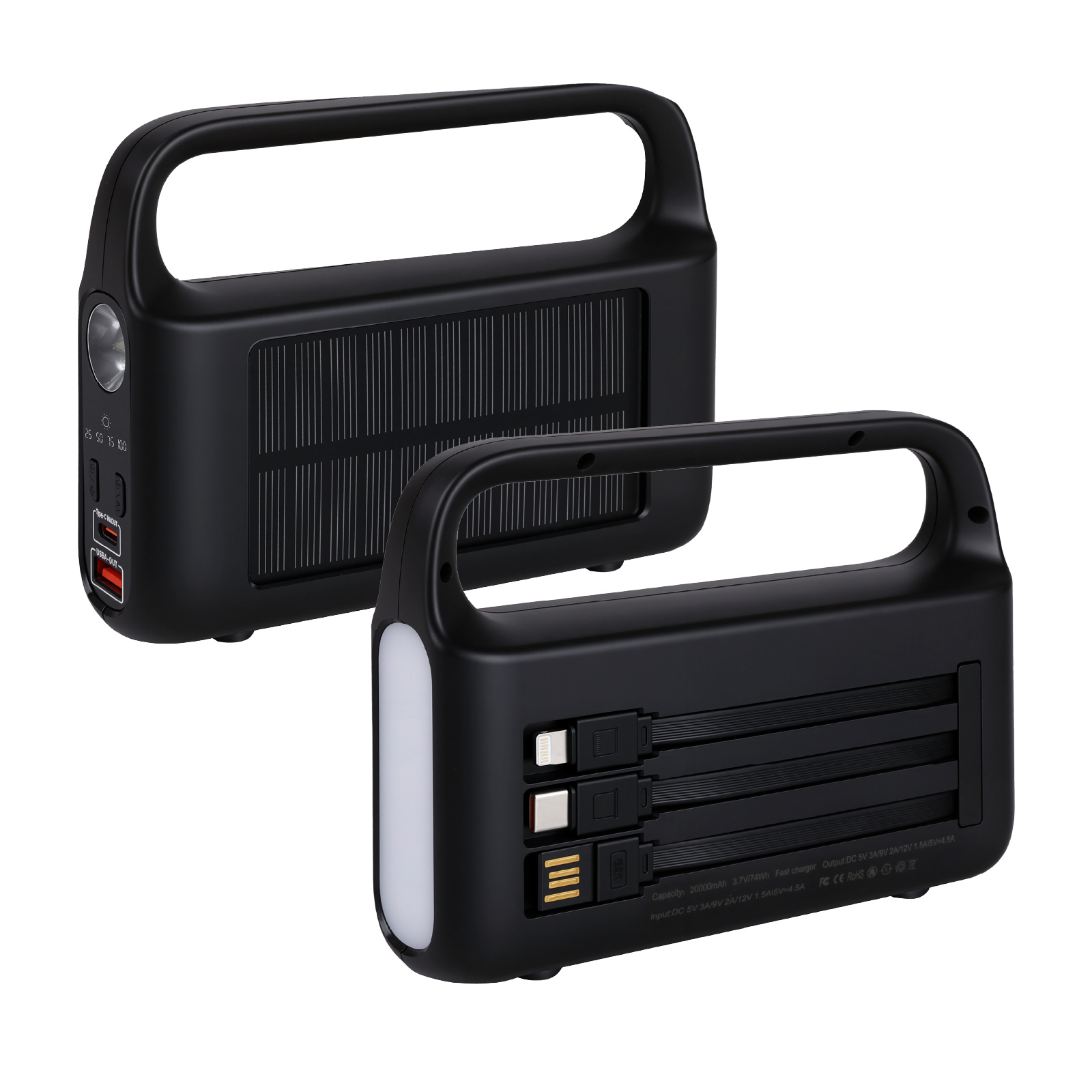 20000 mAh Portable Solar Charger With LED Flashlight